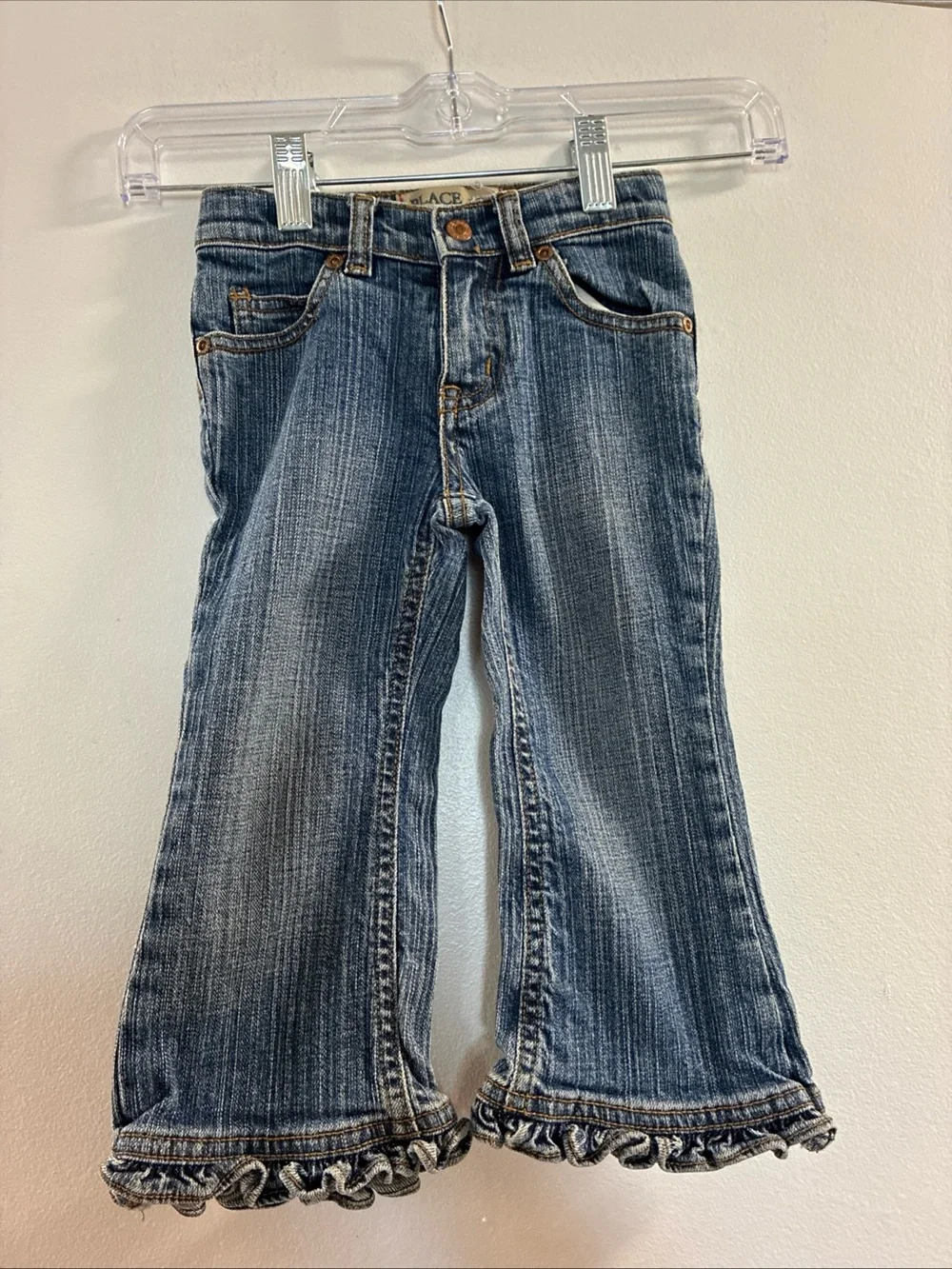 The Children's Place Girls Ruffled Hem Denim Jeans - Blue